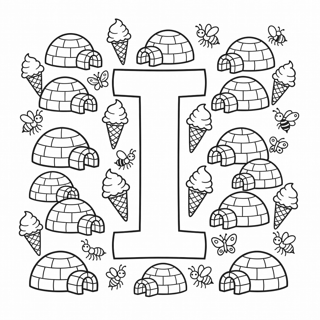 Letter I coloring page