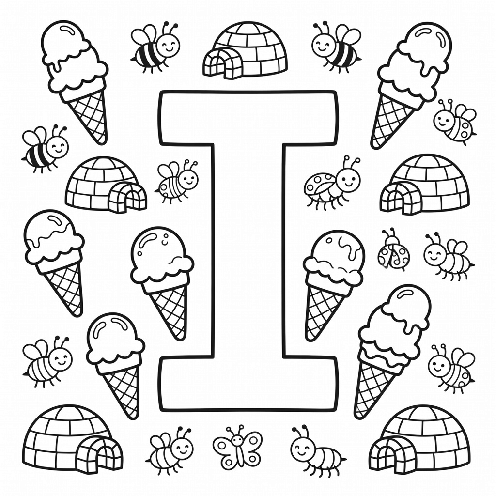 Letter I coloring page