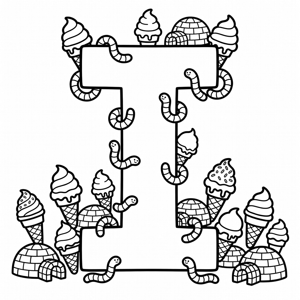 Letter I coloring page