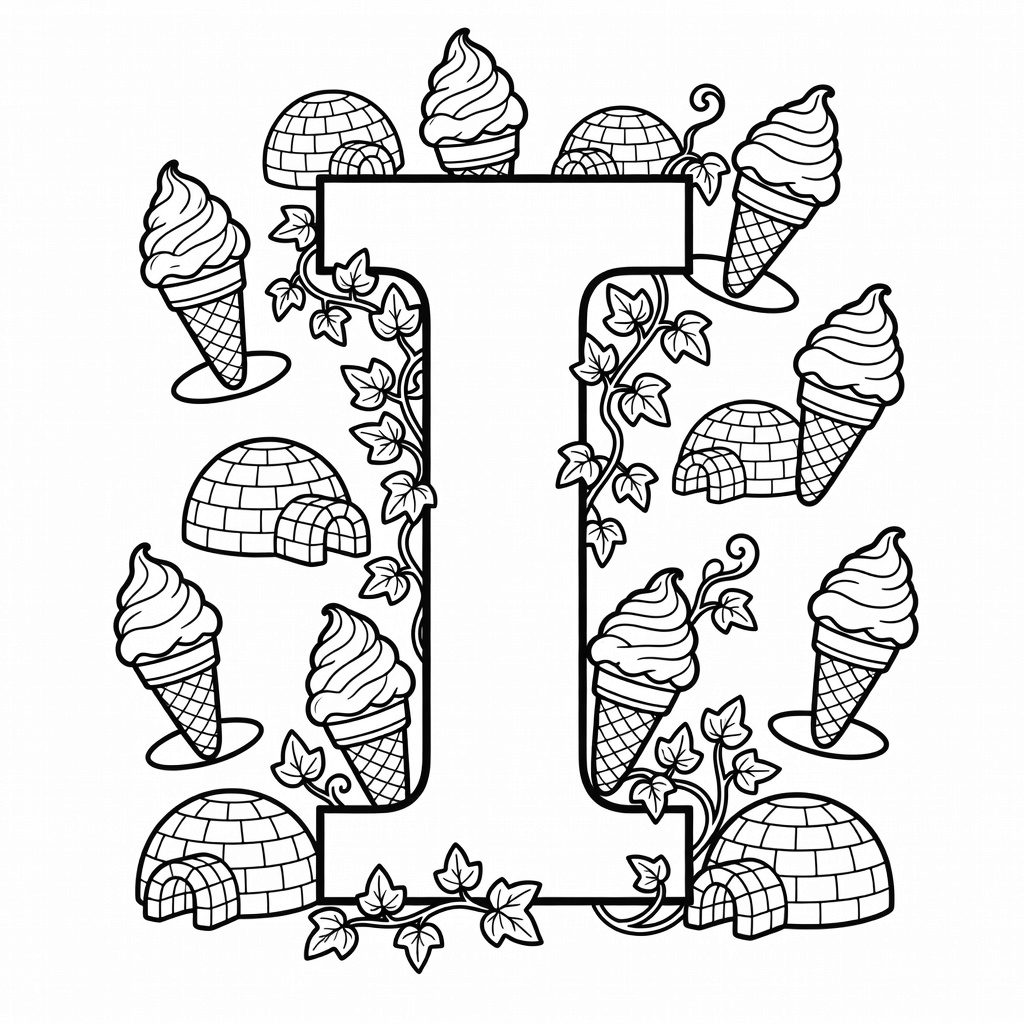 Letter I coloring page