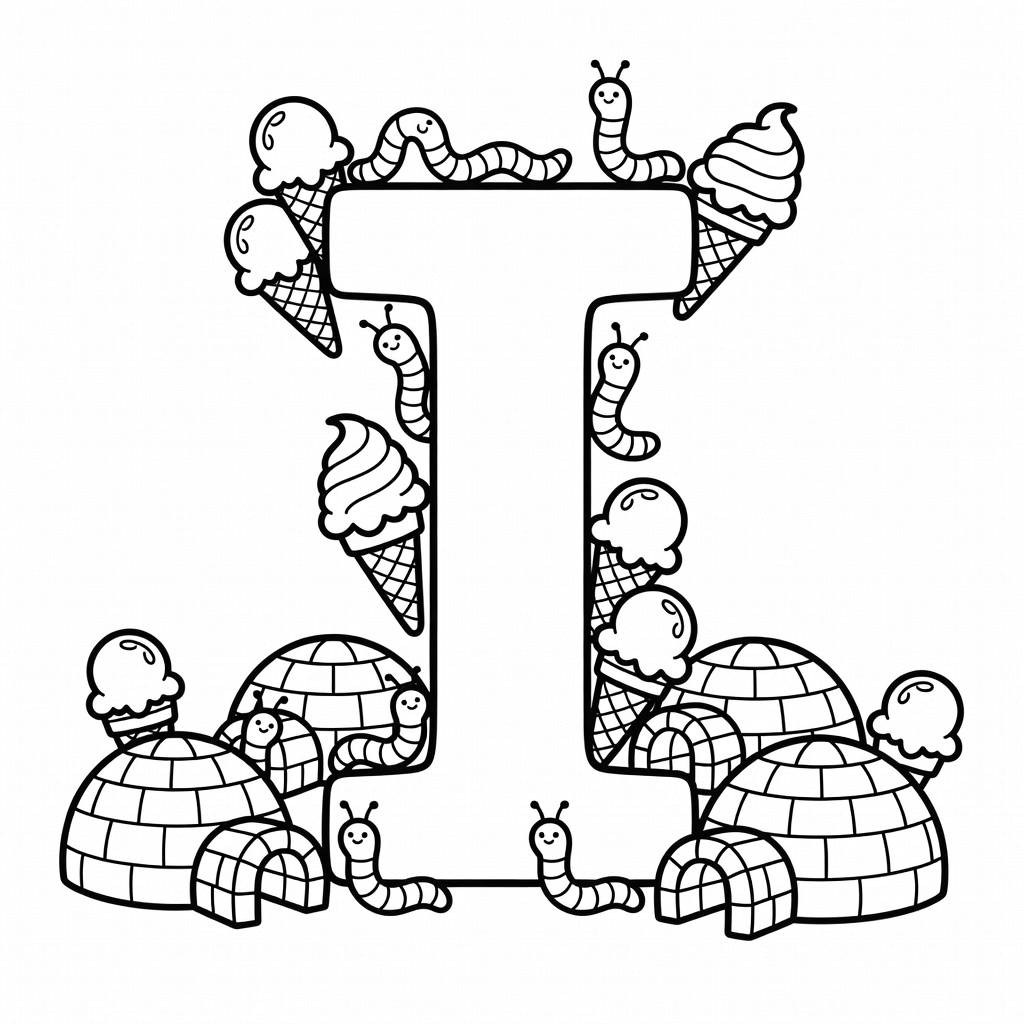 Letter I coloring page