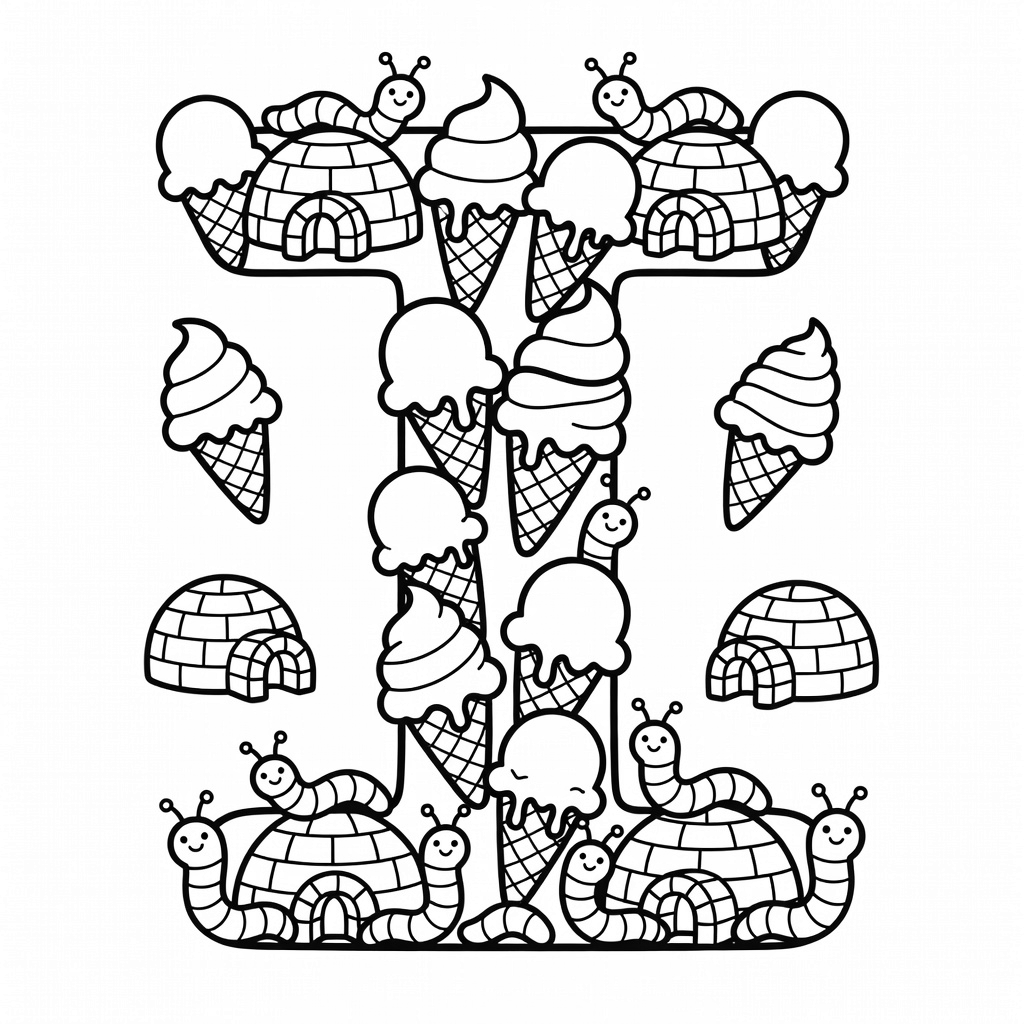 Letter I coloring page