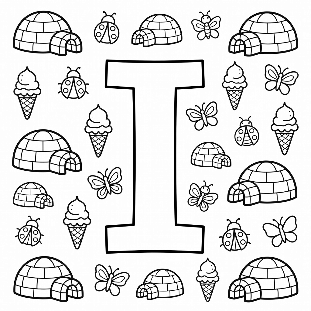 Letter I coloring page