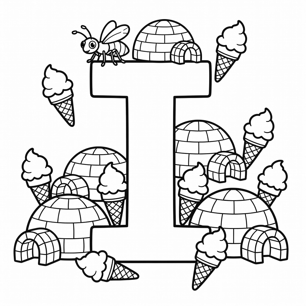 Letter I coloring page