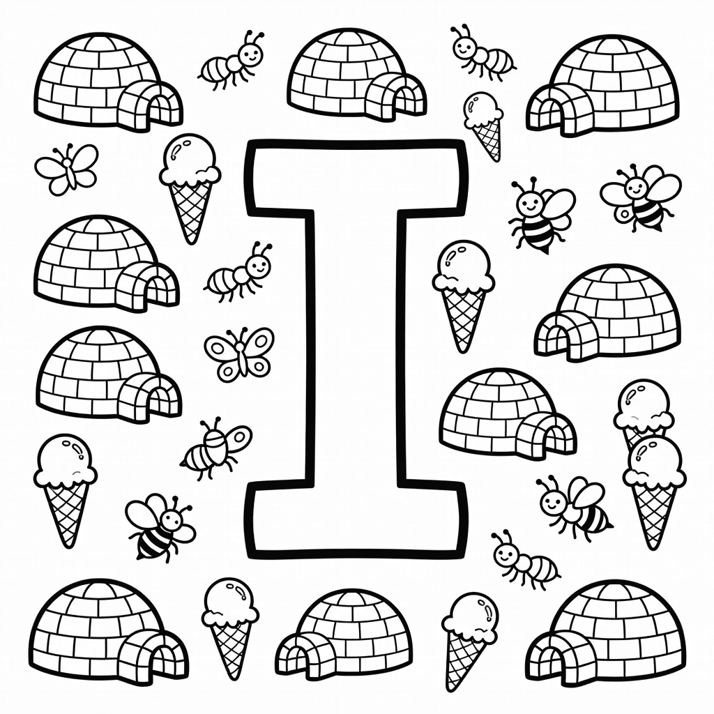 Letter I coloring page