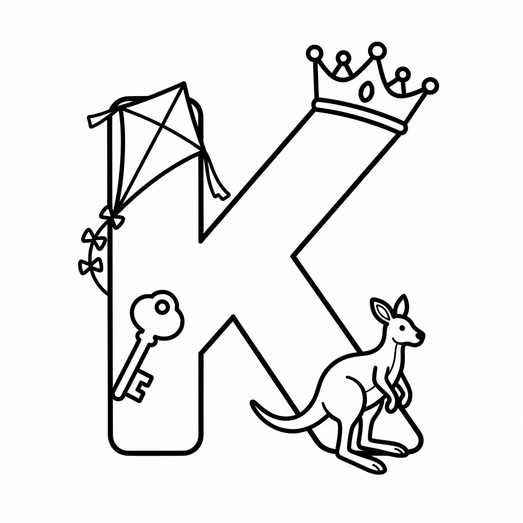 Letter K coloring page