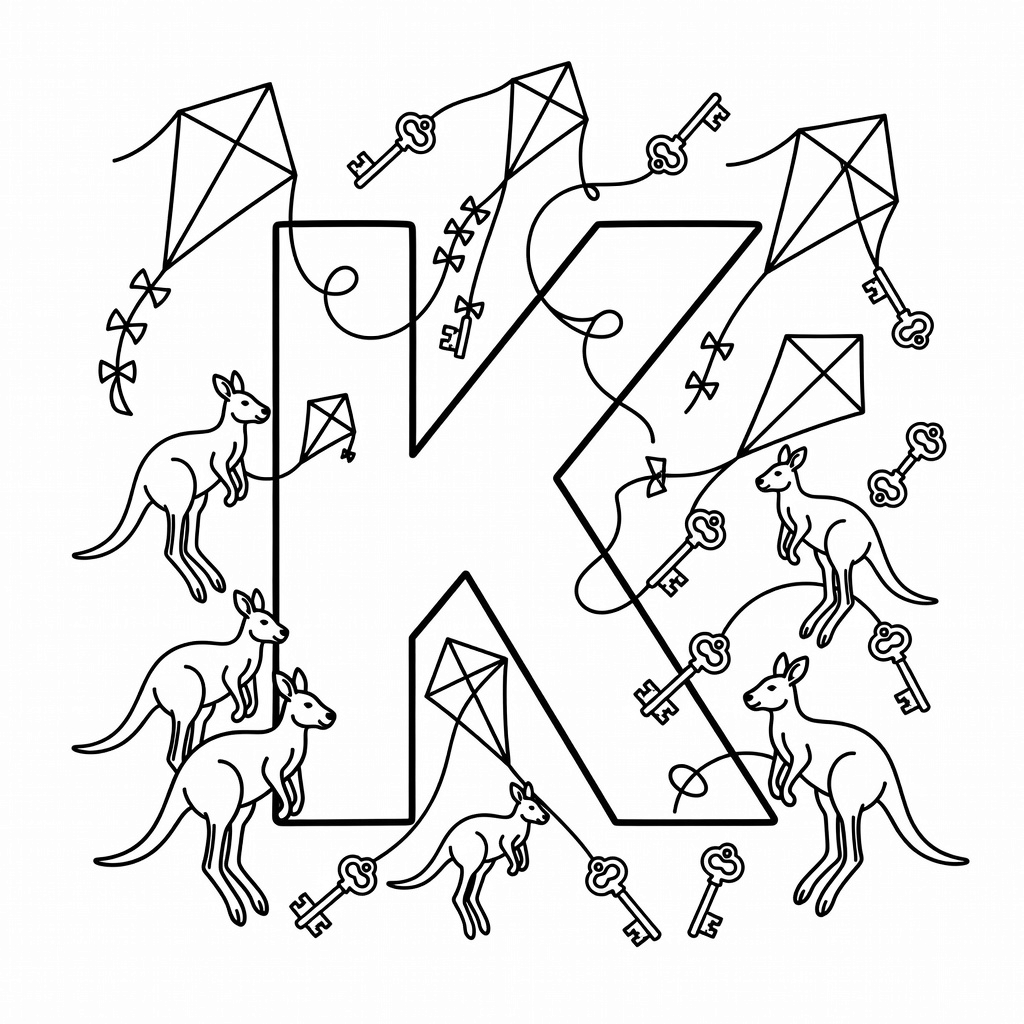 Letter K coloring page