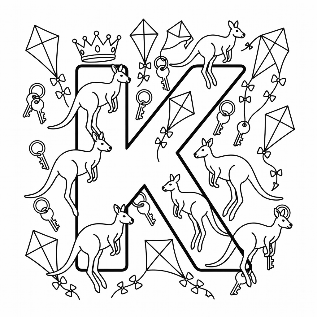 Letter K coloring page