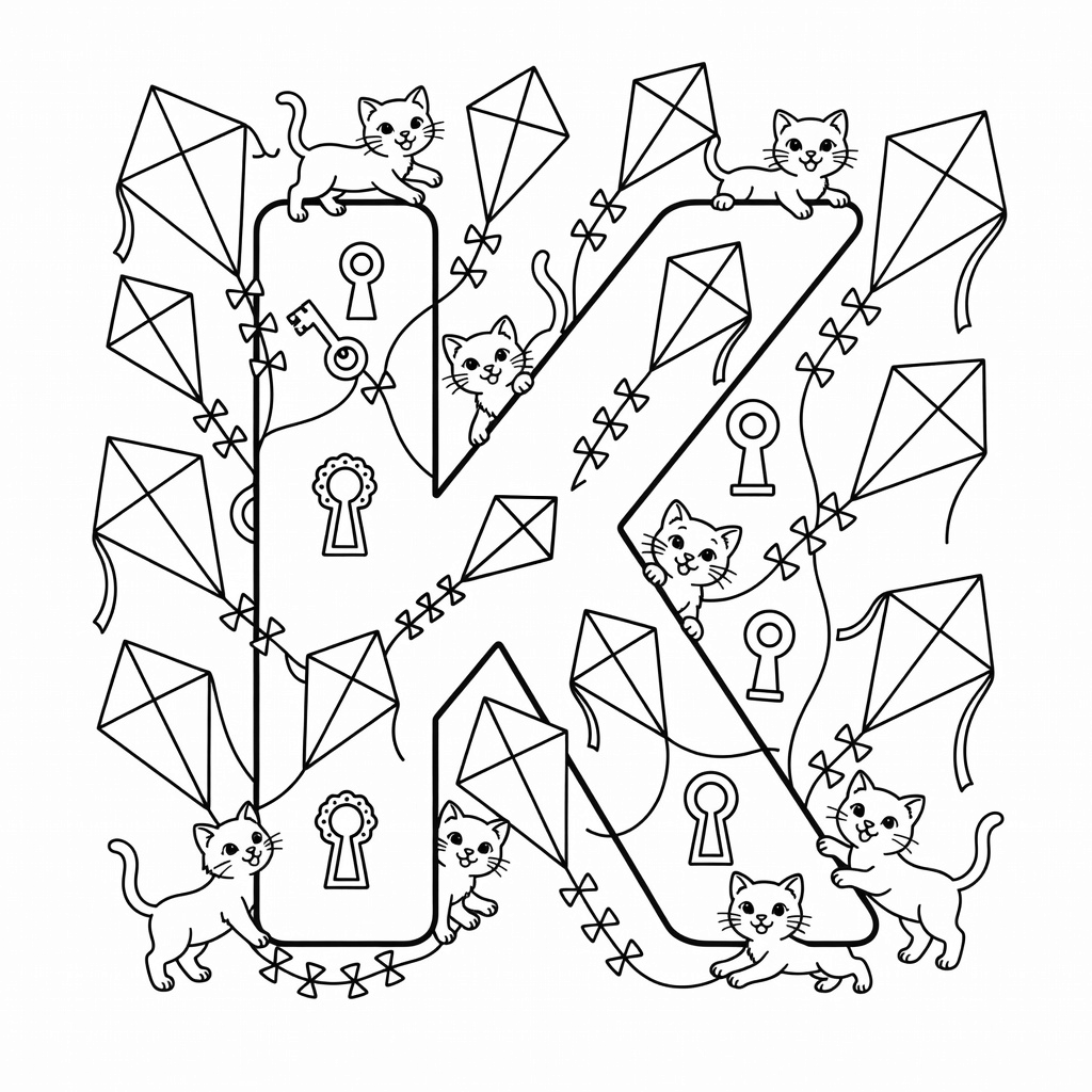 Letter K coloring page