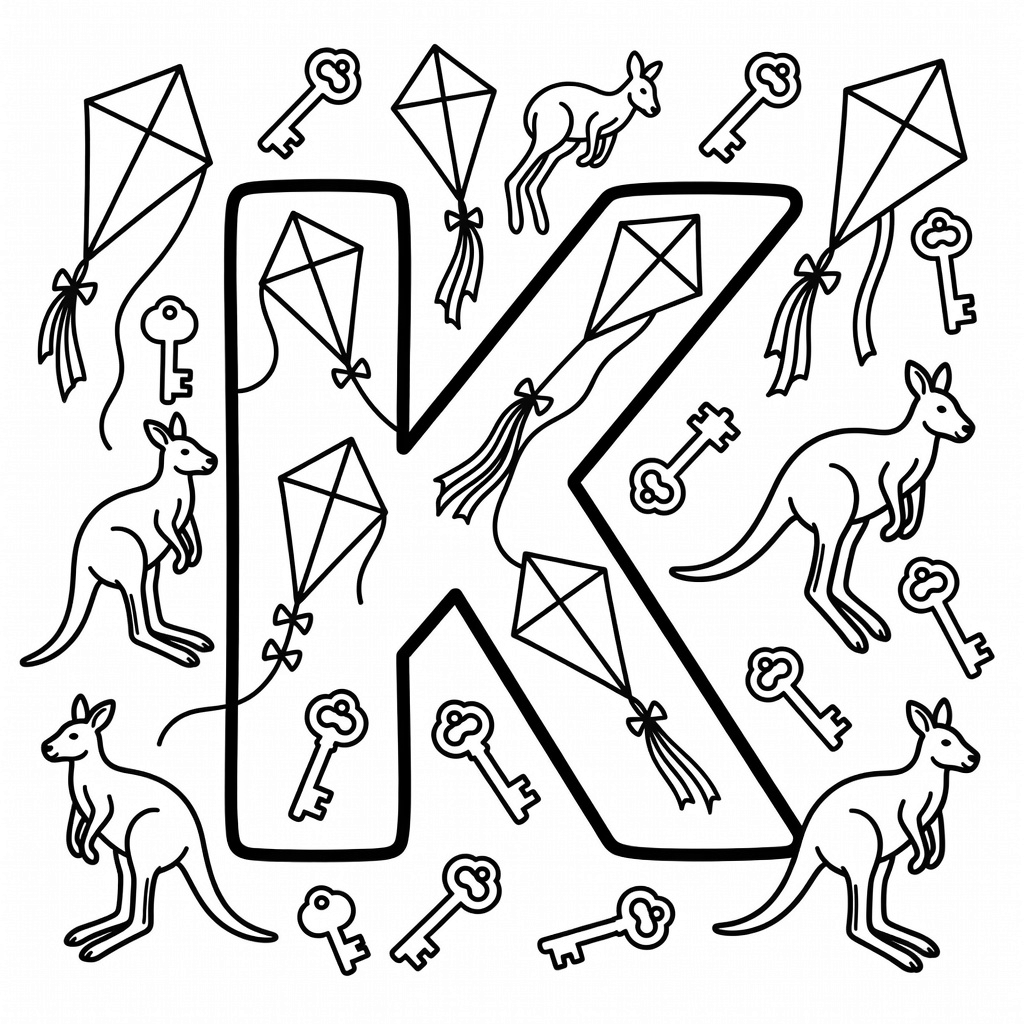 Letter K coloring page