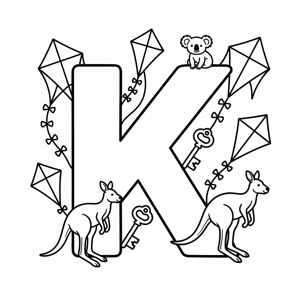Letter K coloring page