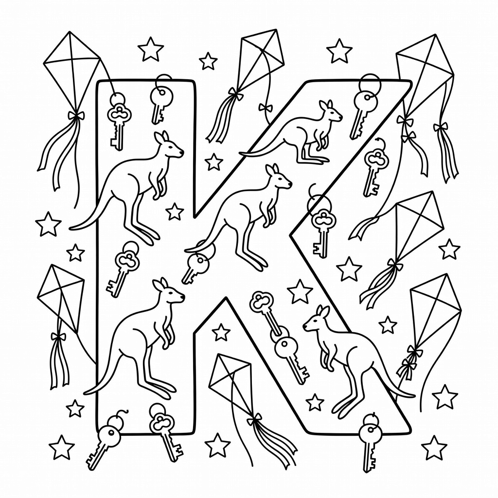 Letter K coloring page