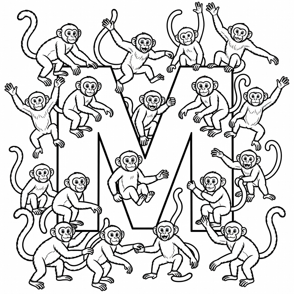 Letter M coloring page