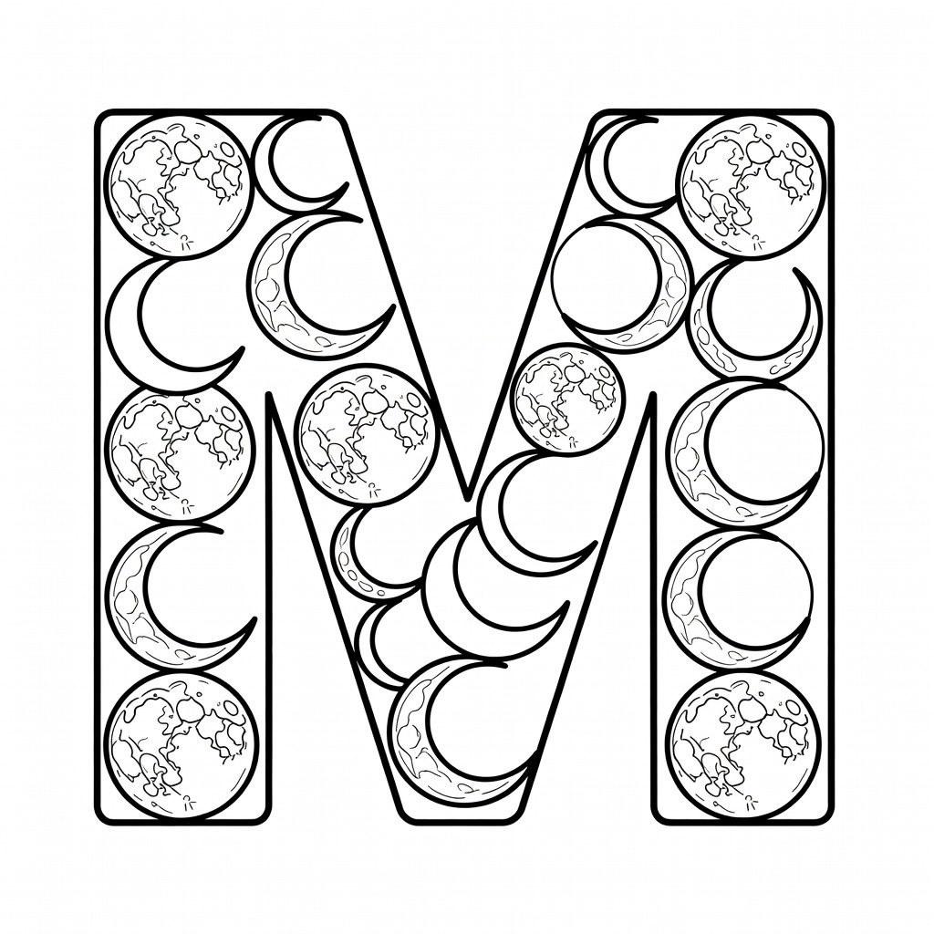Letter M coloring page