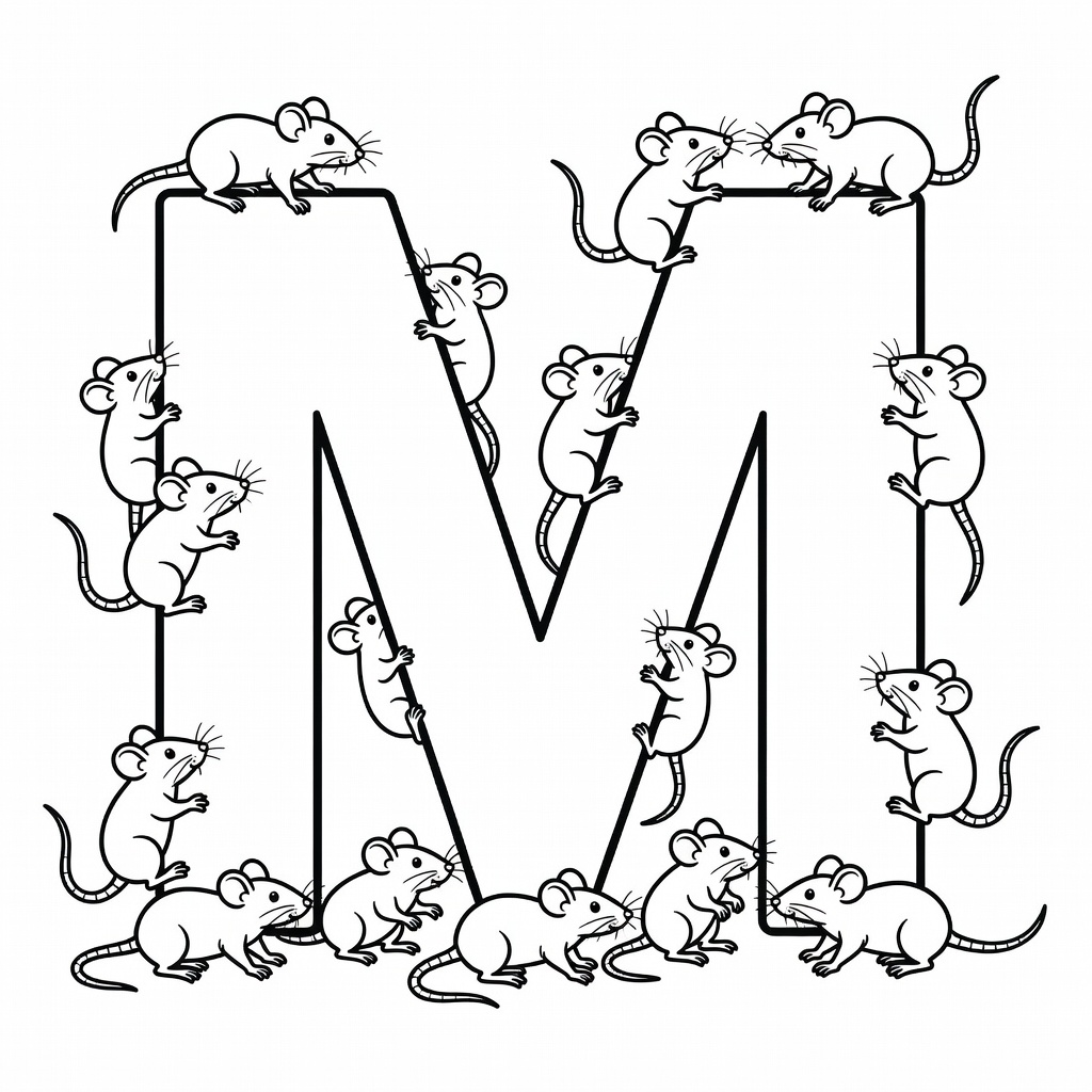 Letter M coloring page