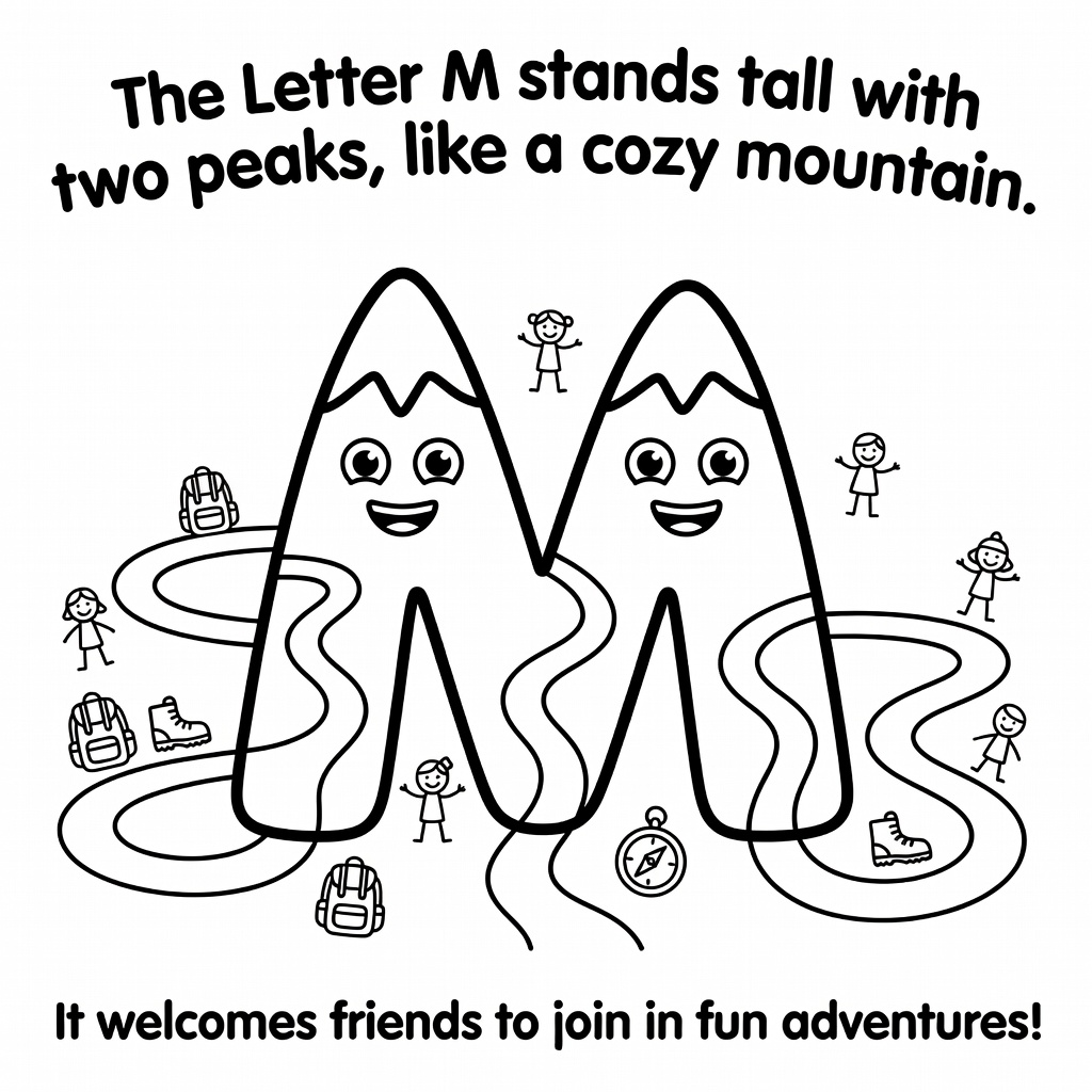Letter M coloring page