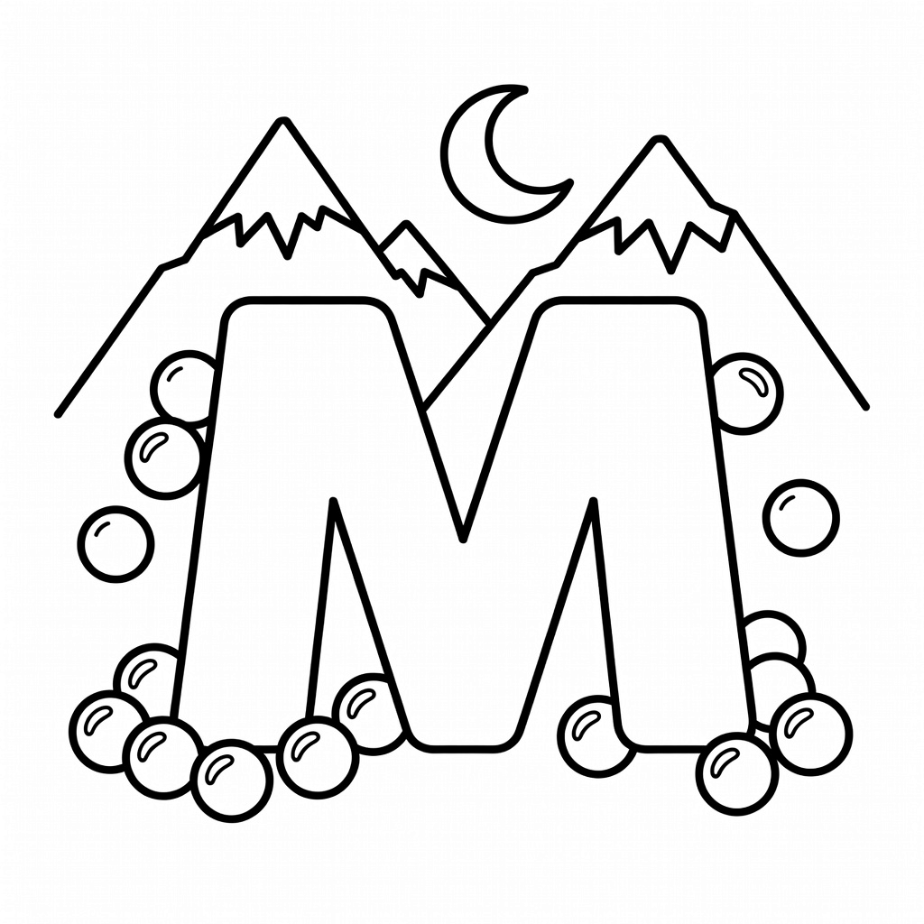 Letter M coloring page