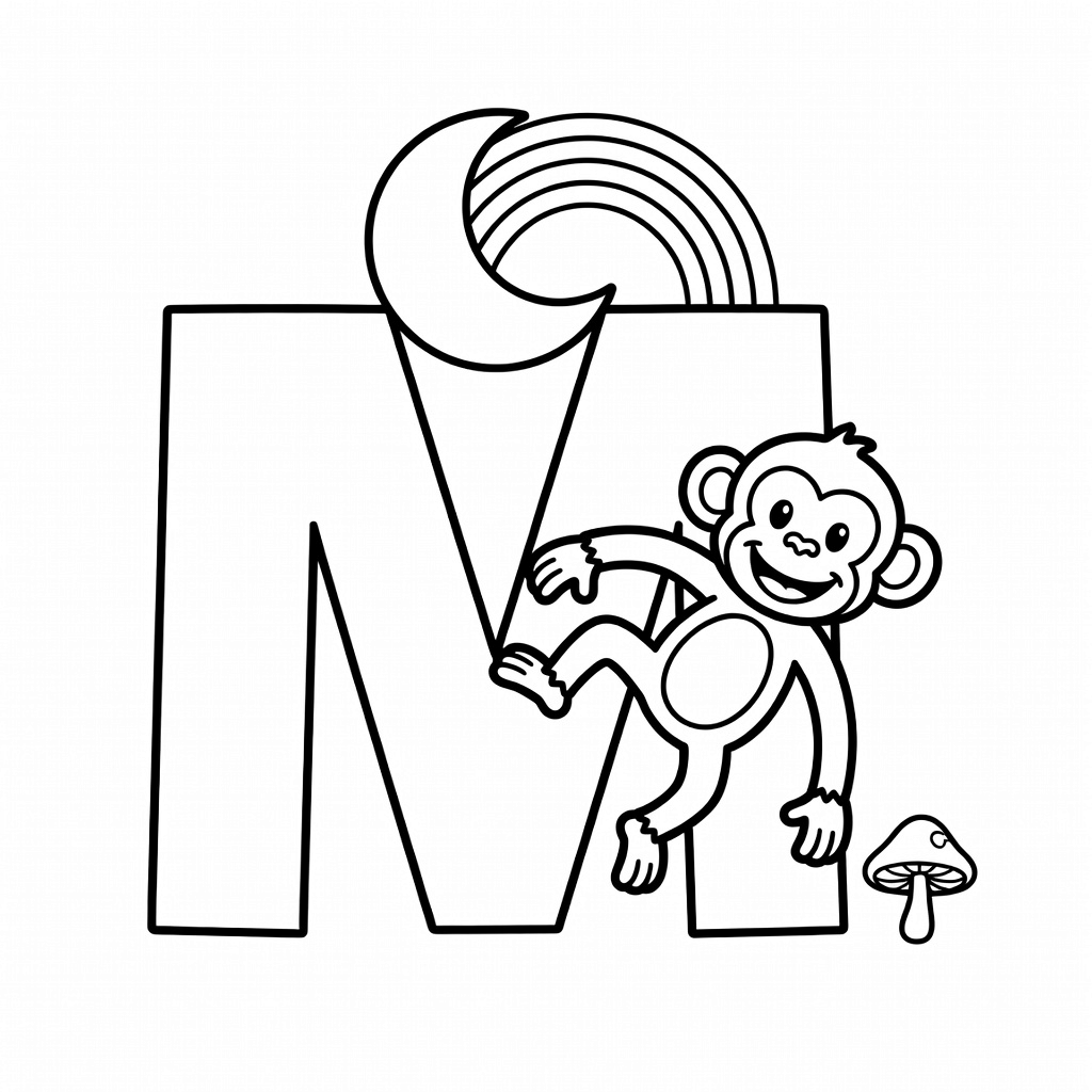 Letter M coloring page