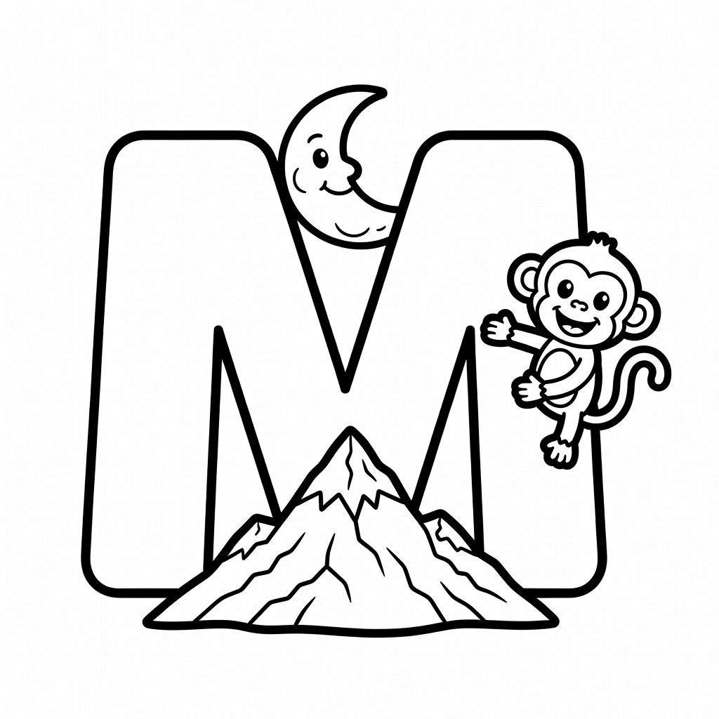 Letter M coloring page