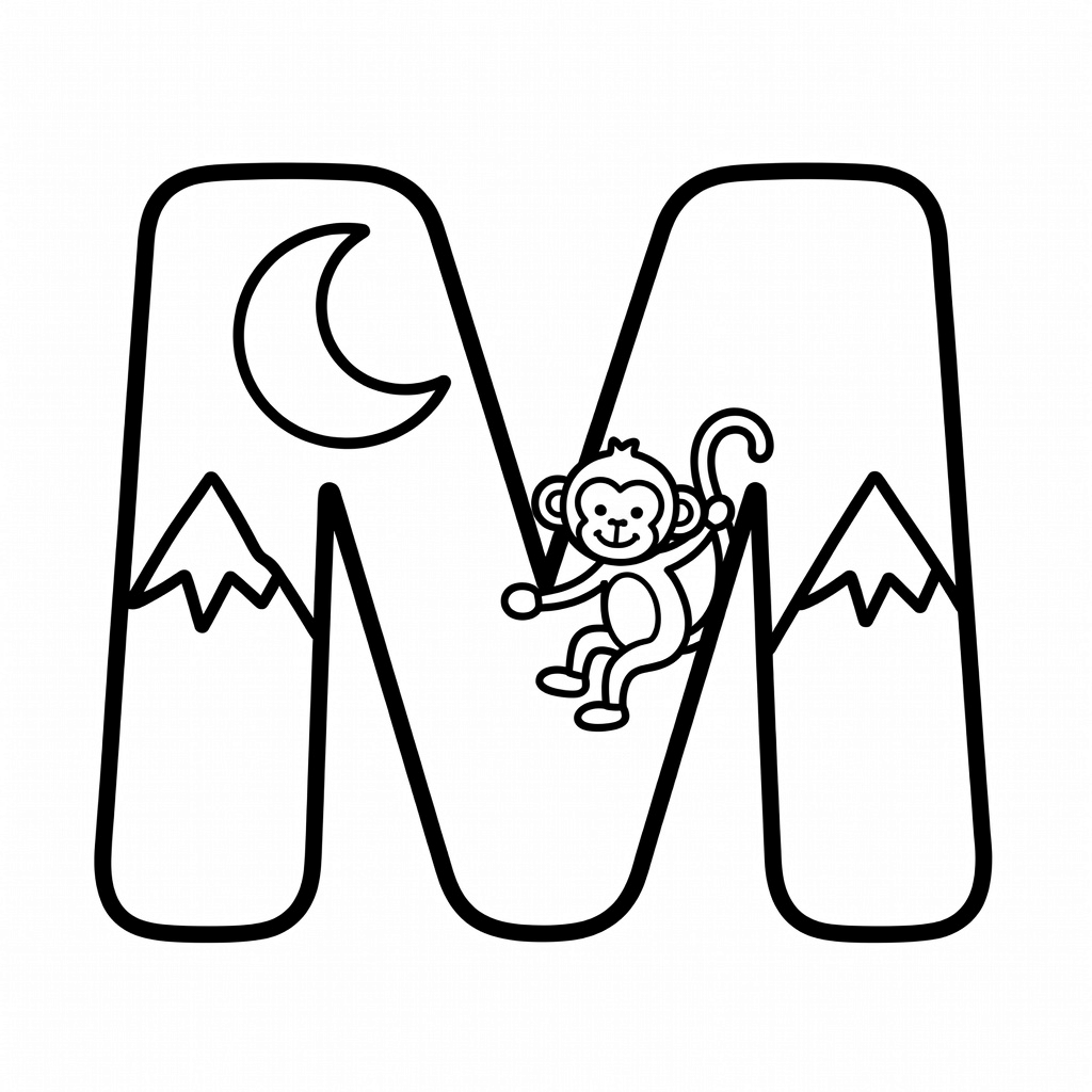 Letter M coloring page
