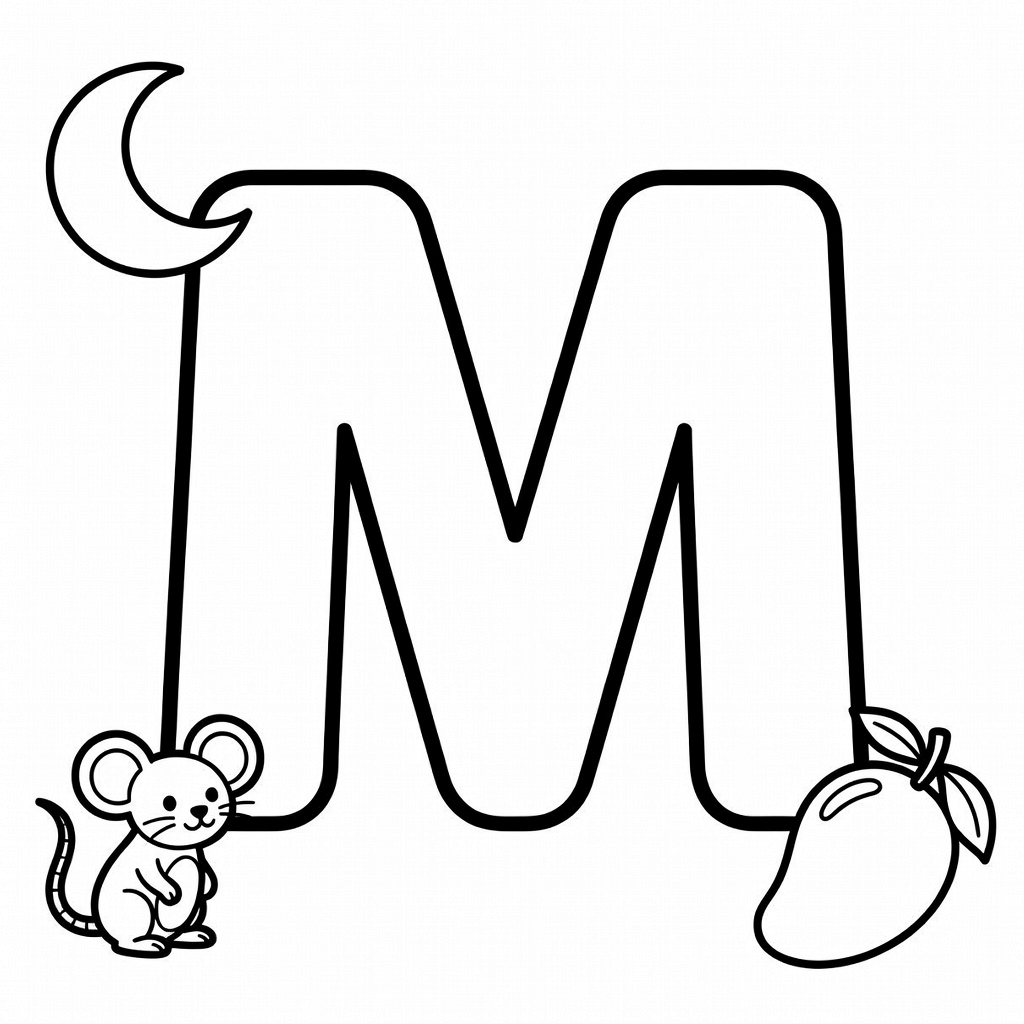 Letter M coloring page
