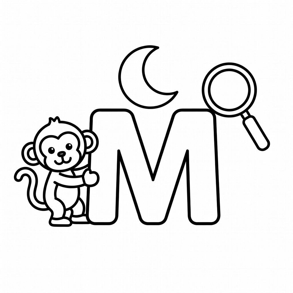 Letter M coloring page