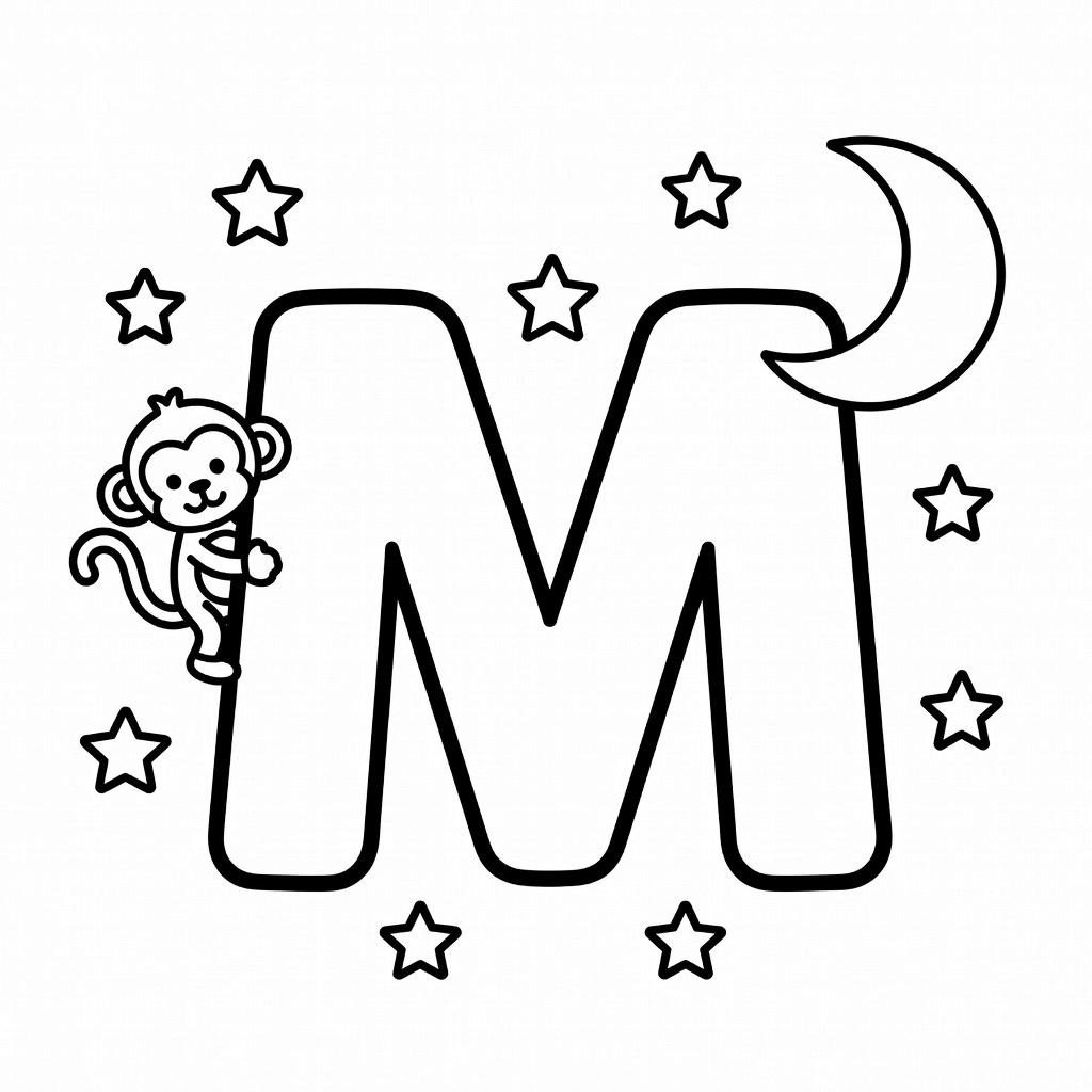 Letter M coloring page