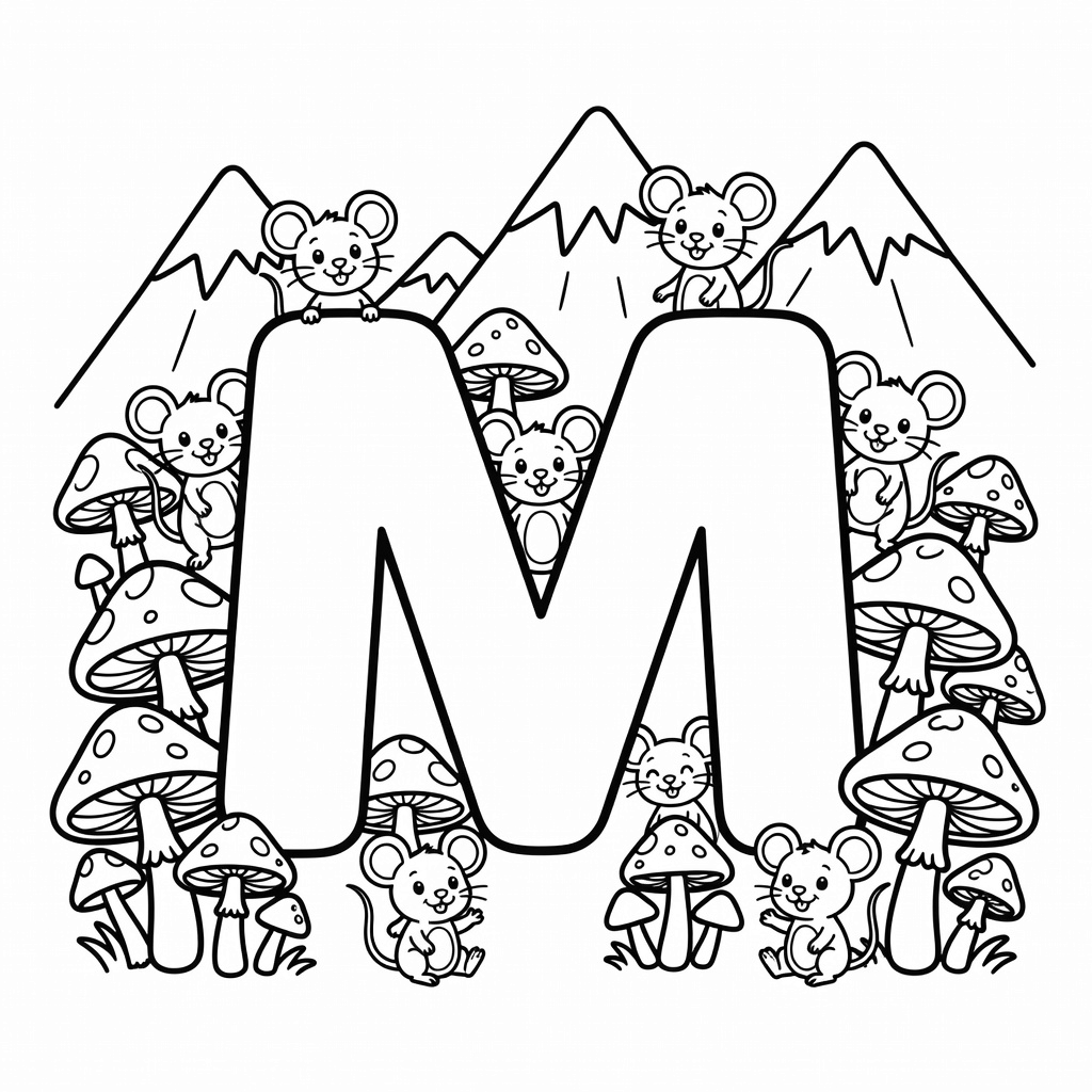 Letter M coloring page