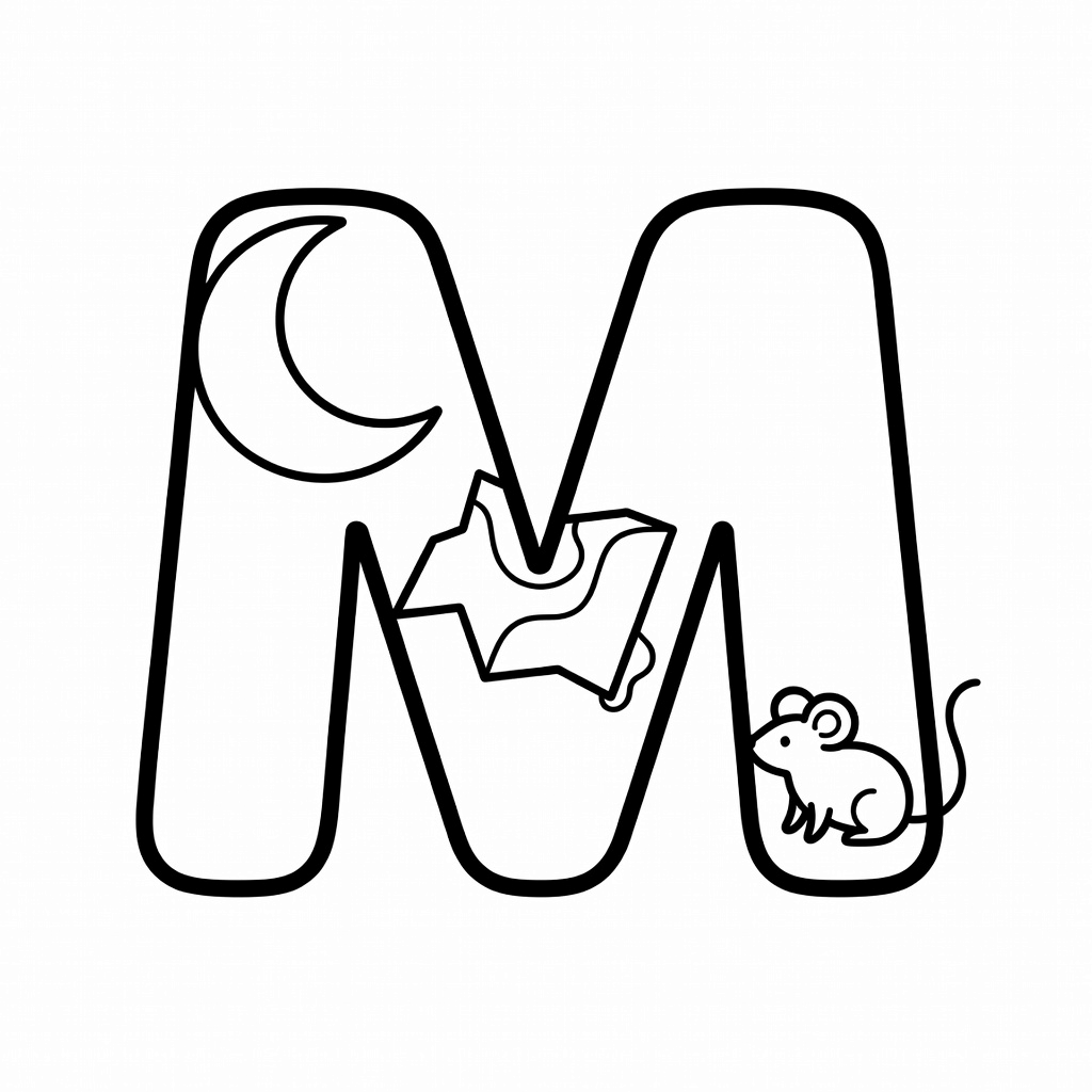 Letter M coloring page