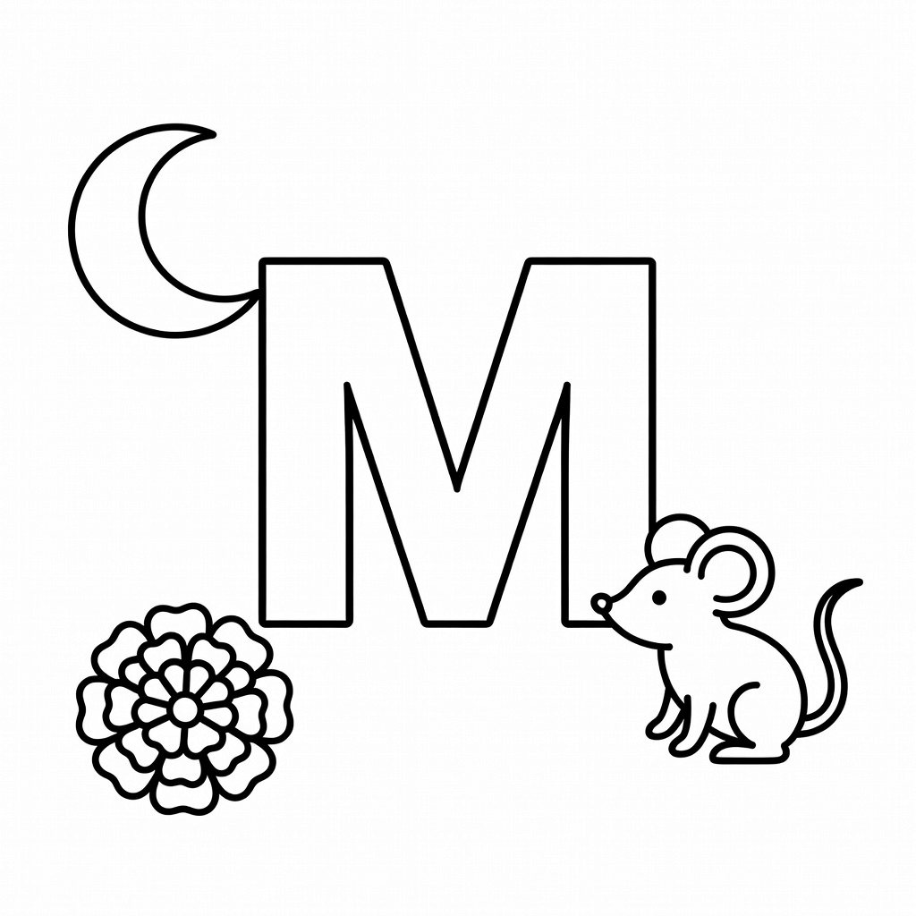 Letter M coloring page