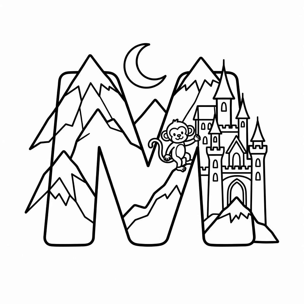 Letter M coloring page