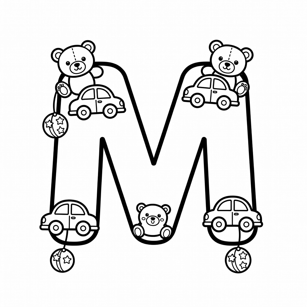 Letter M coloring page