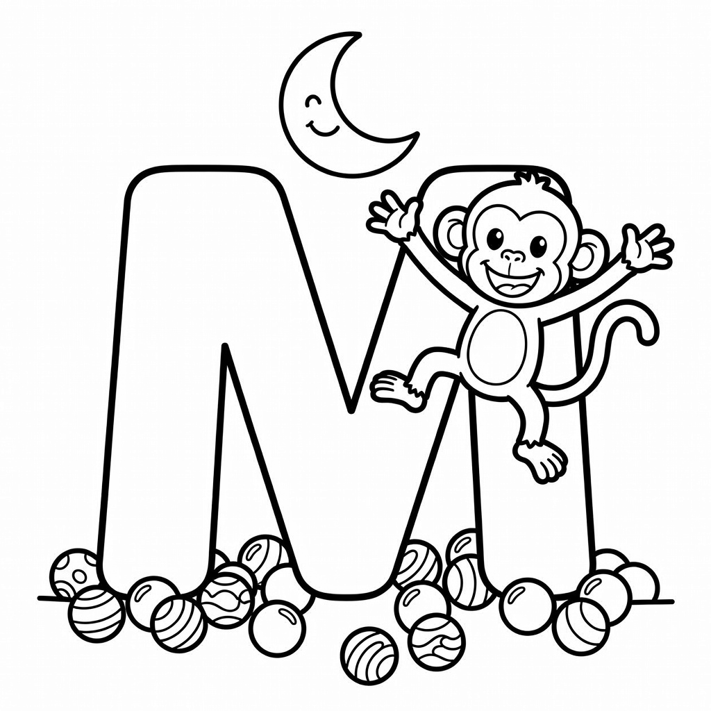 Letter M coloring page