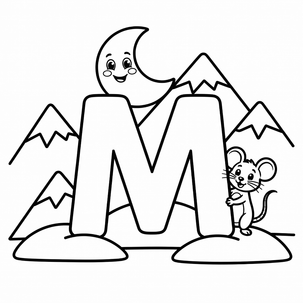 Letter M coloring page