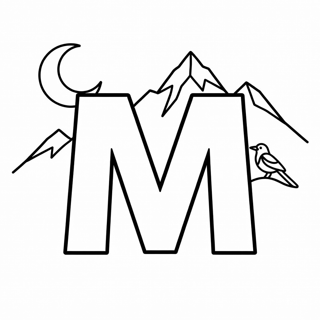 Letter M coloring page