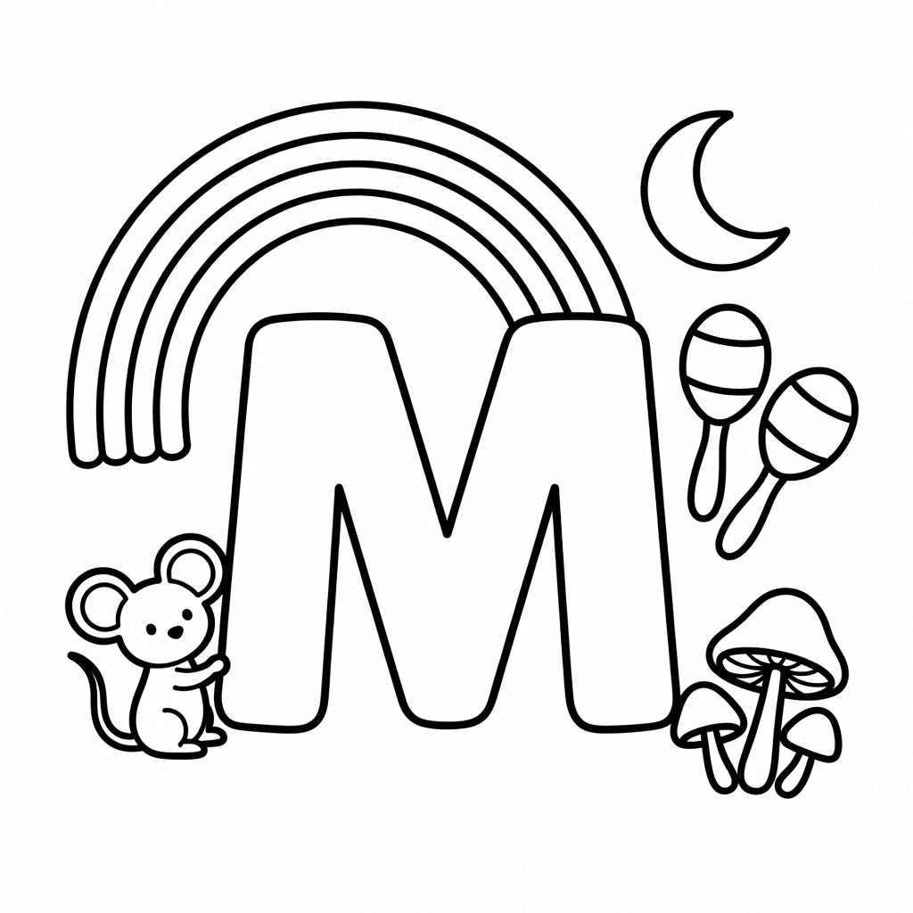 Letter M coloring page