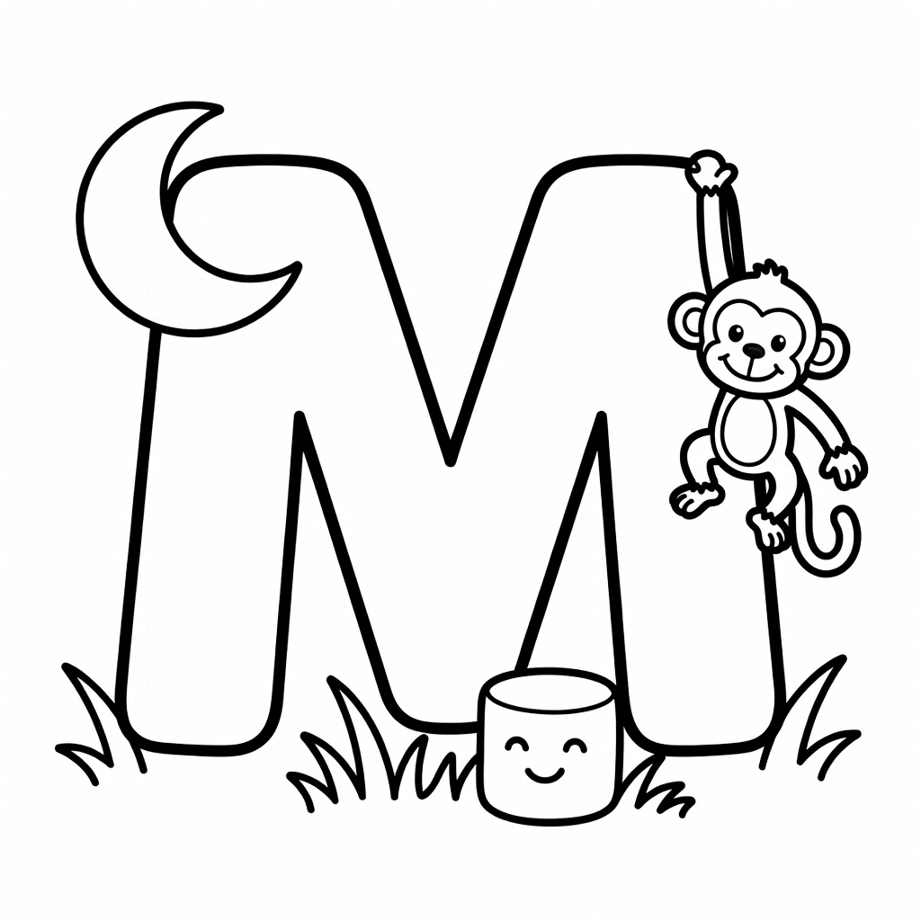 Letter M coloring page