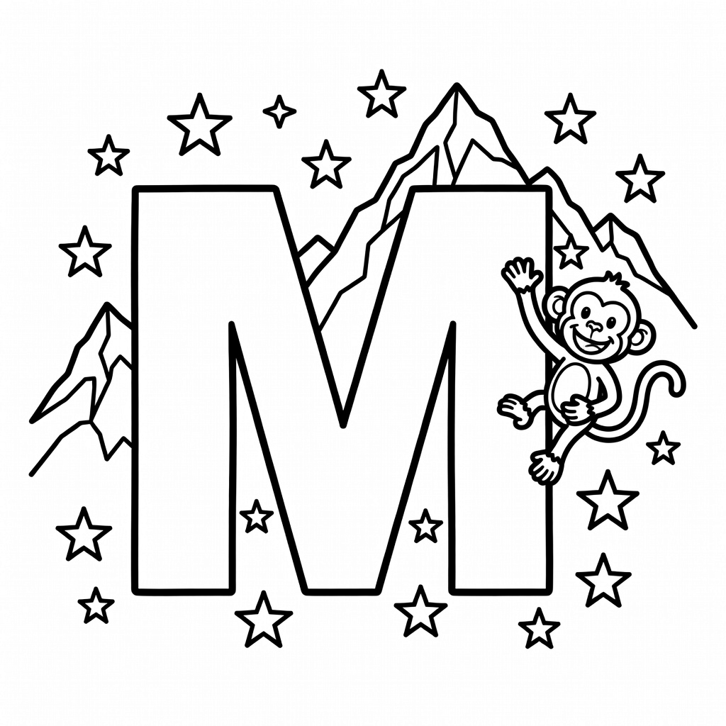 Letter M coloring page