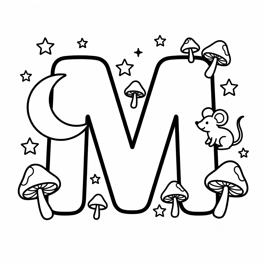 Letter M coloring page