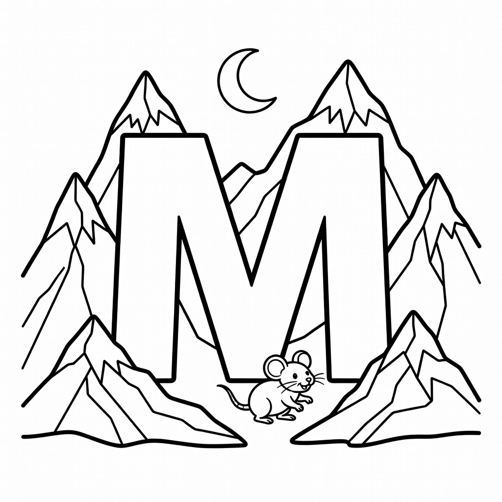 Letter M coloring page