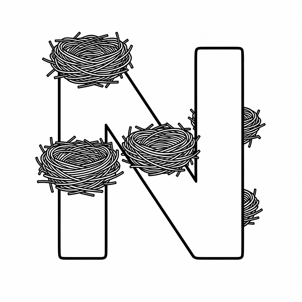 Letter N coloring page