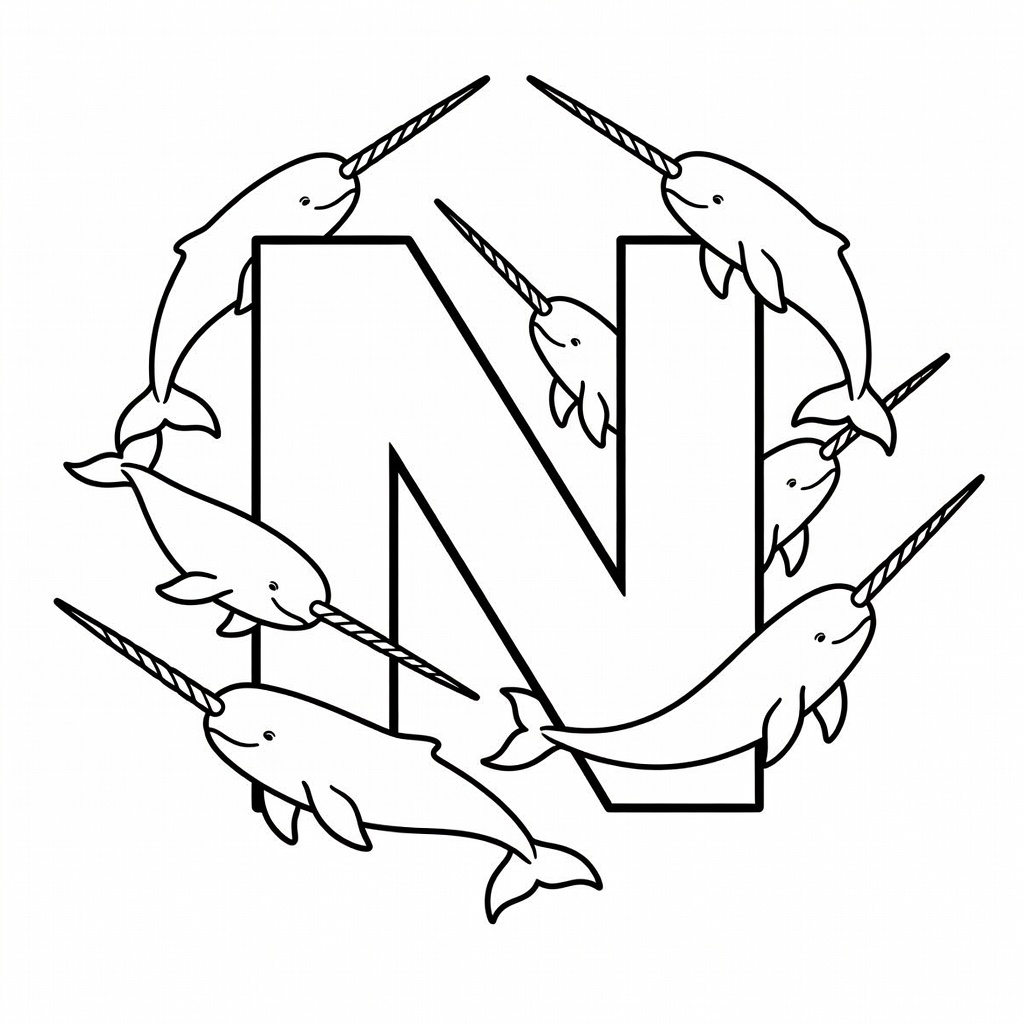 Letter N coloring page