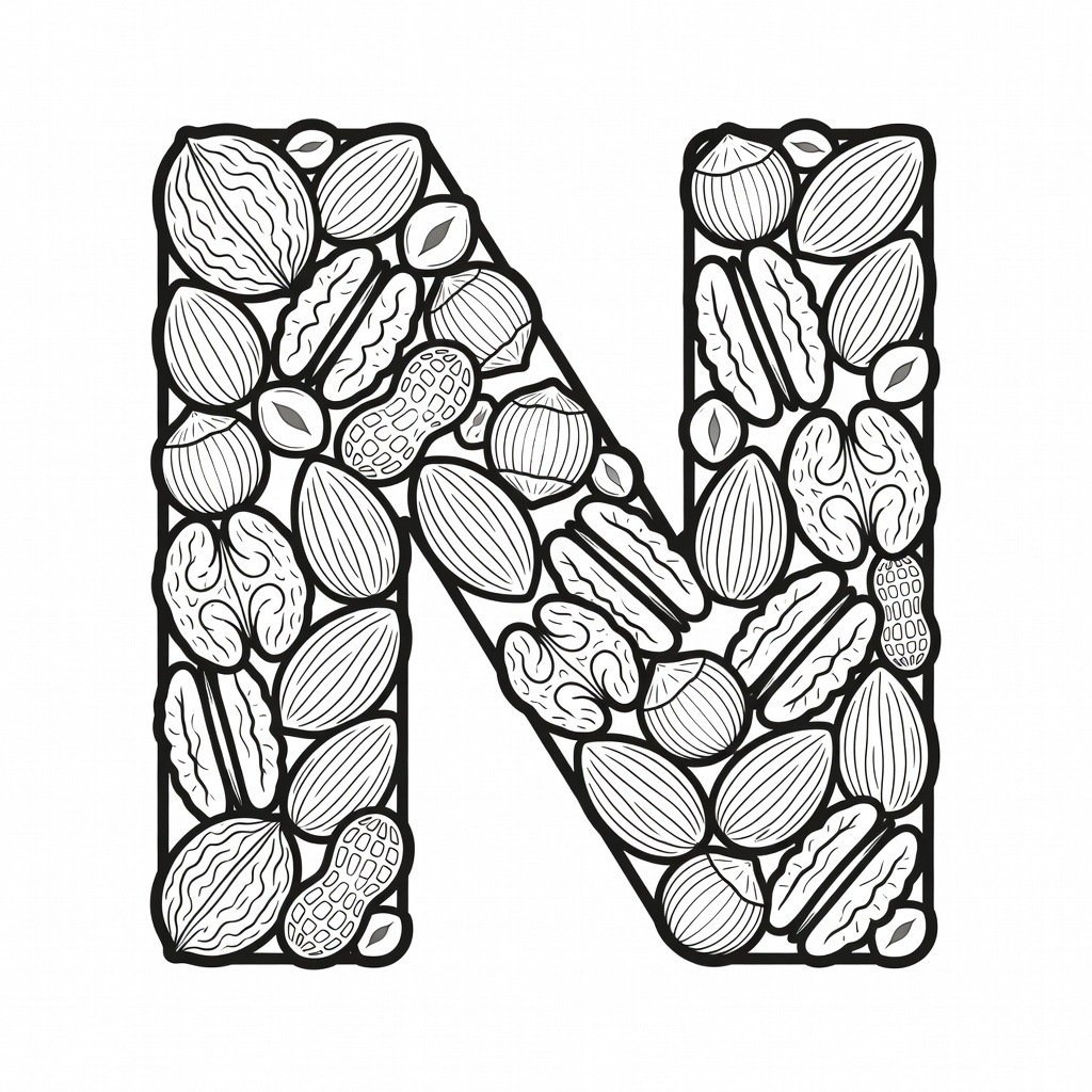 Letter N coloring page