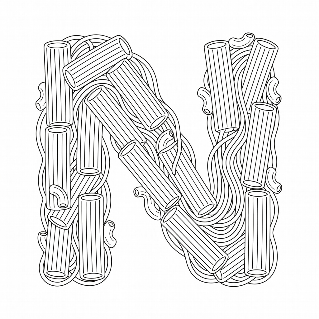 Letter N coloring page