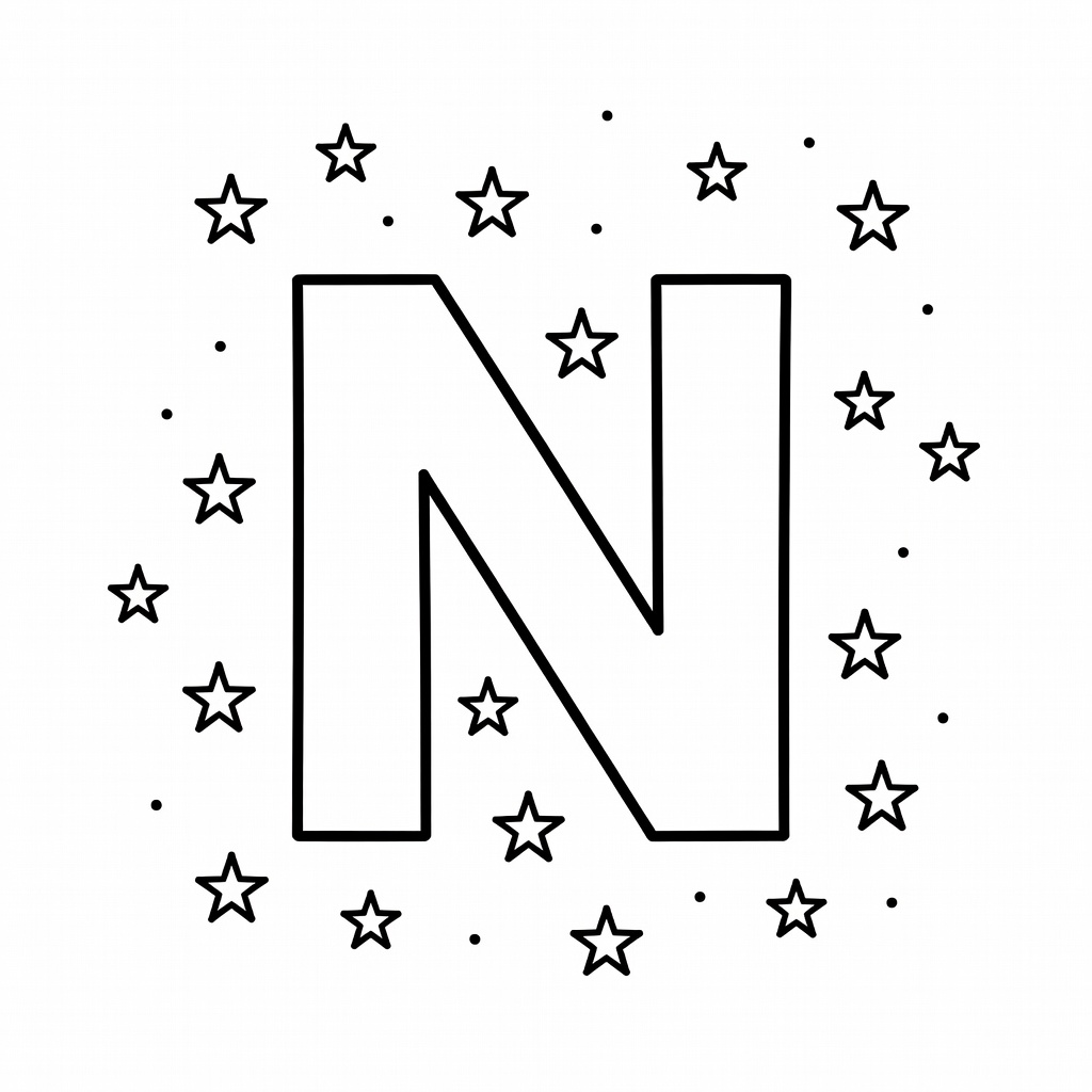 Letter N coloring page