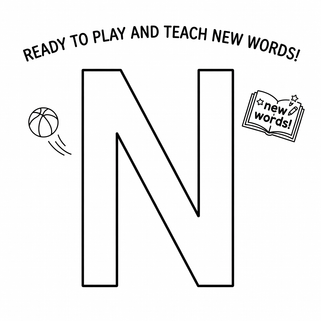 Letter N coloring page
