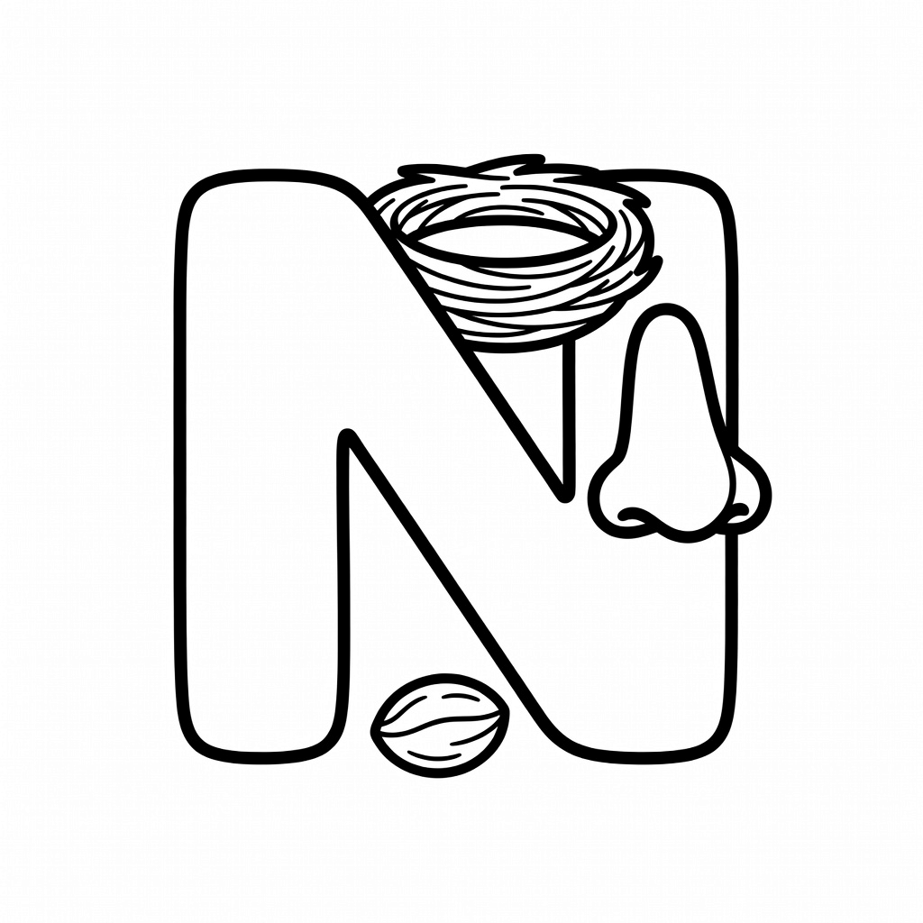 Letter N coloring page