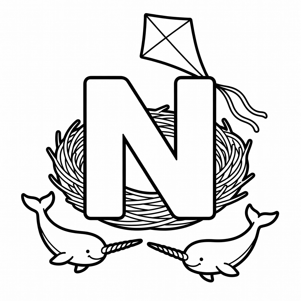Letter N coloring page