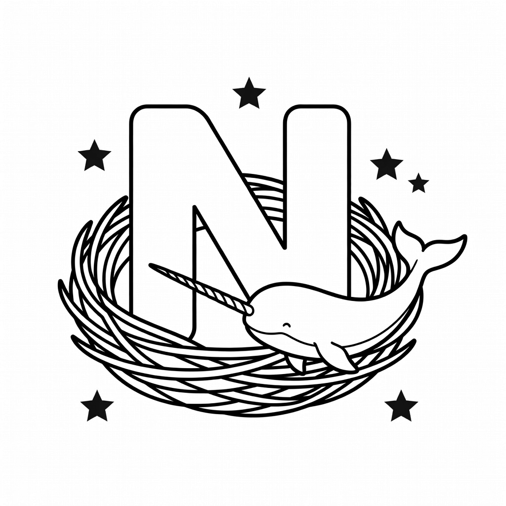 Letter N coloring page