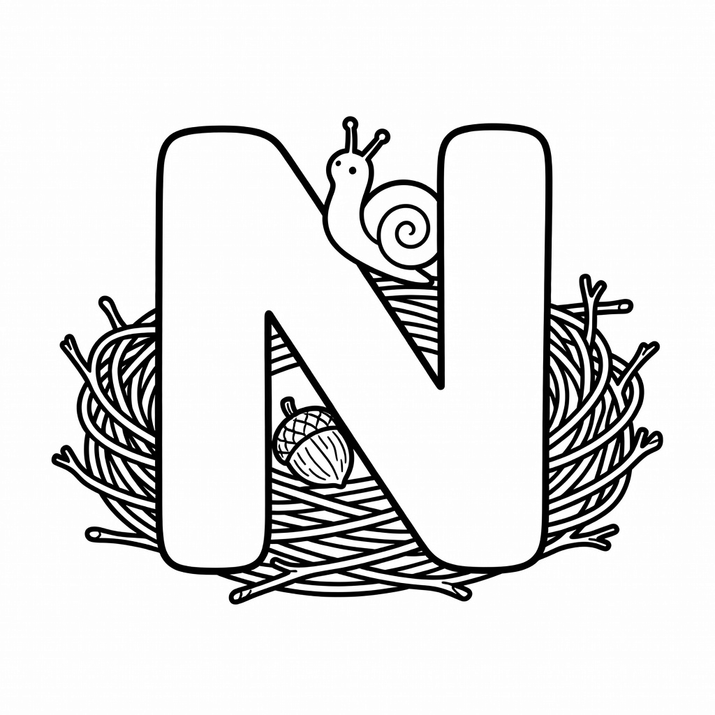 Letter N coloring page